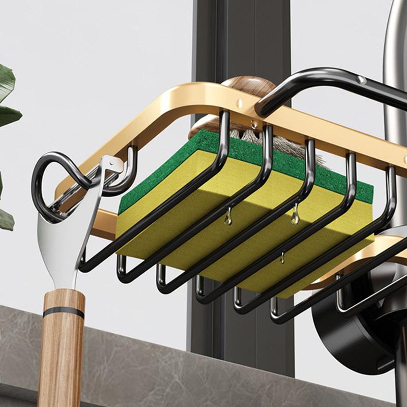 A Pair Stainless Steel Sponge Storage Rack Kitchen Storage Shelf Adjustable Sink Storage Rack Household Multipurpose Faucet Racks Drain Dry Rack