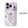 Charming Scrapbook Collage Lavender Floral Teddy Bear Ribbon Film Aesthetic Protective Shockproof Bumper Case Cover For iPhone 14 15 16 Pro Max Plus