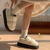 Waterproof cotton slippers women's autumn and winter new indoor home warmth couple plush bag and cotton shoes women's outer wear