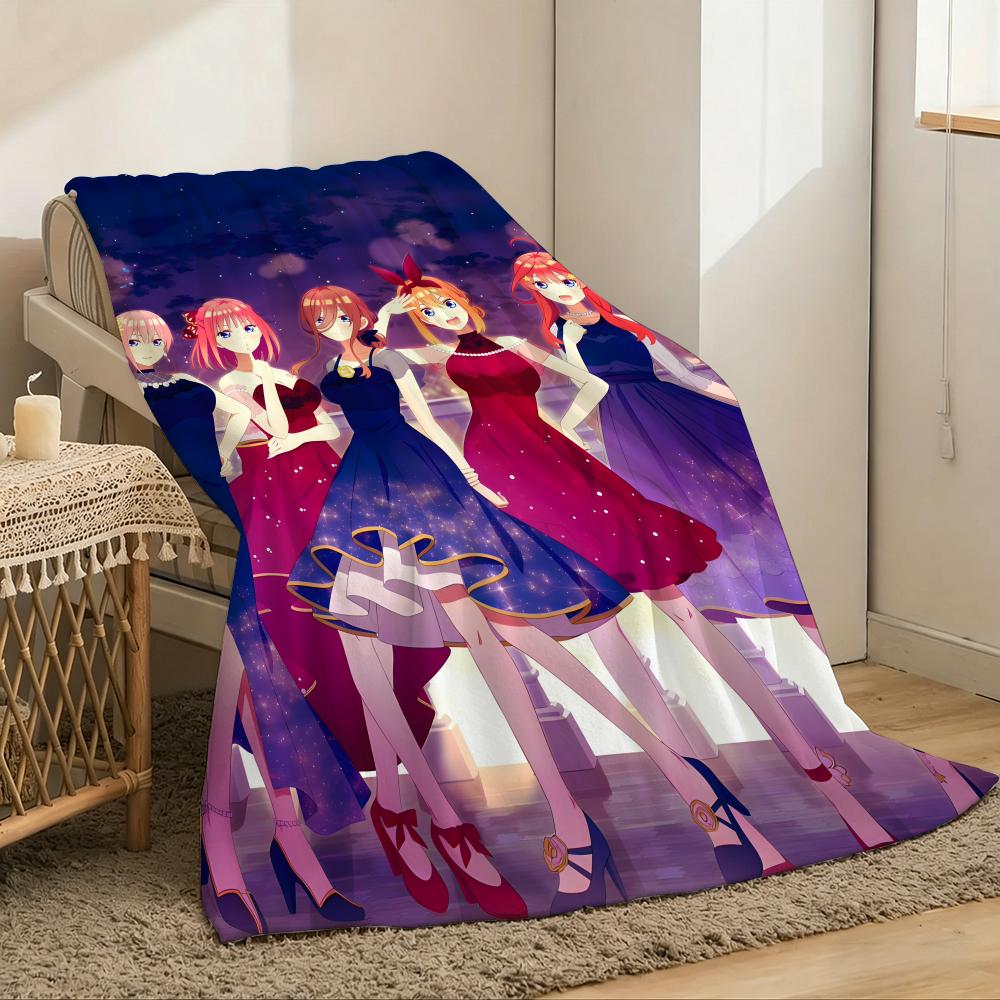 The Q-Quintessential Quintuplets Throw Lightweight 240G Flannel Blanket Soft Skin-Friendly For Summer Cooling