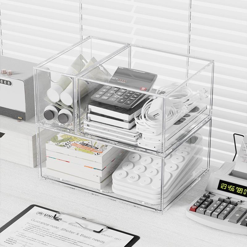 Acrylic Transparent Multi-Layer Desk Organizer with Drawers