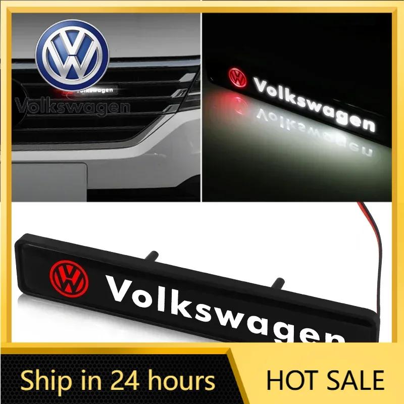 2026 New For VOLKSWAGEN VW 1Pcs Car Decorative LED Lights Front Hood Grille Badge Styling For Volkswagen Jetta MK5 MK6 Golf-4 5