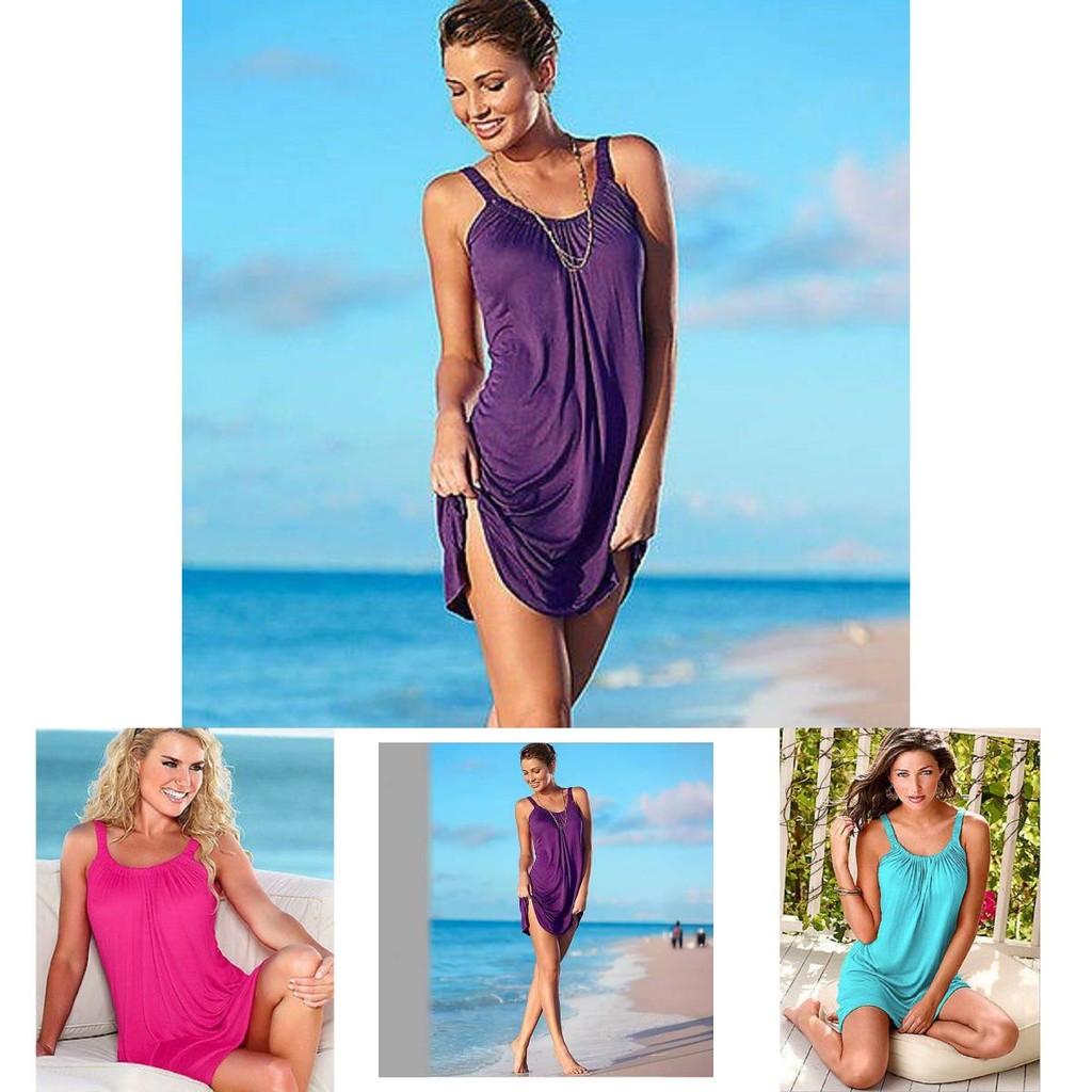 Elegante Abito da Spiaggia Casual con Spalline Stilose e Design a Stampa Unico