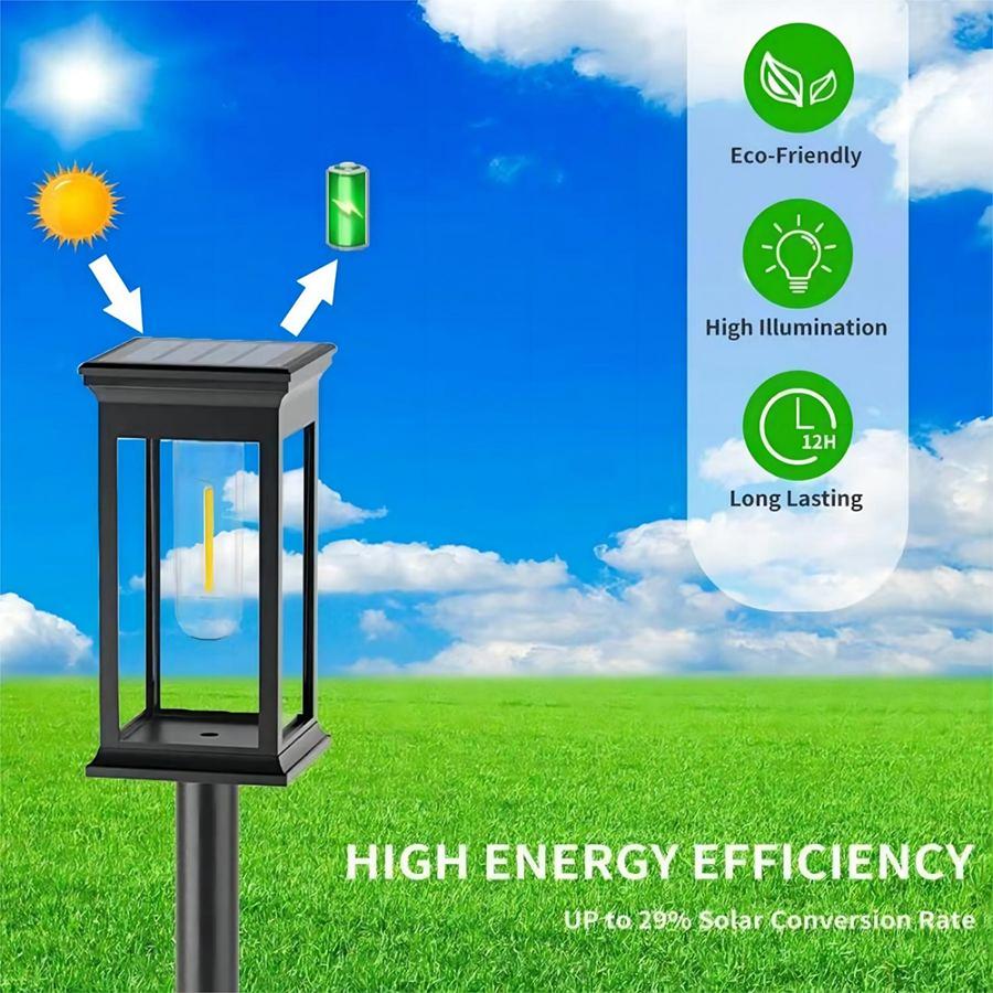 2 Pack Solar Lights Outdoor Waterproof Bright Solar Pathway Lights Auto On/Off LED Landscape Lighting for Yard Garden Walkway