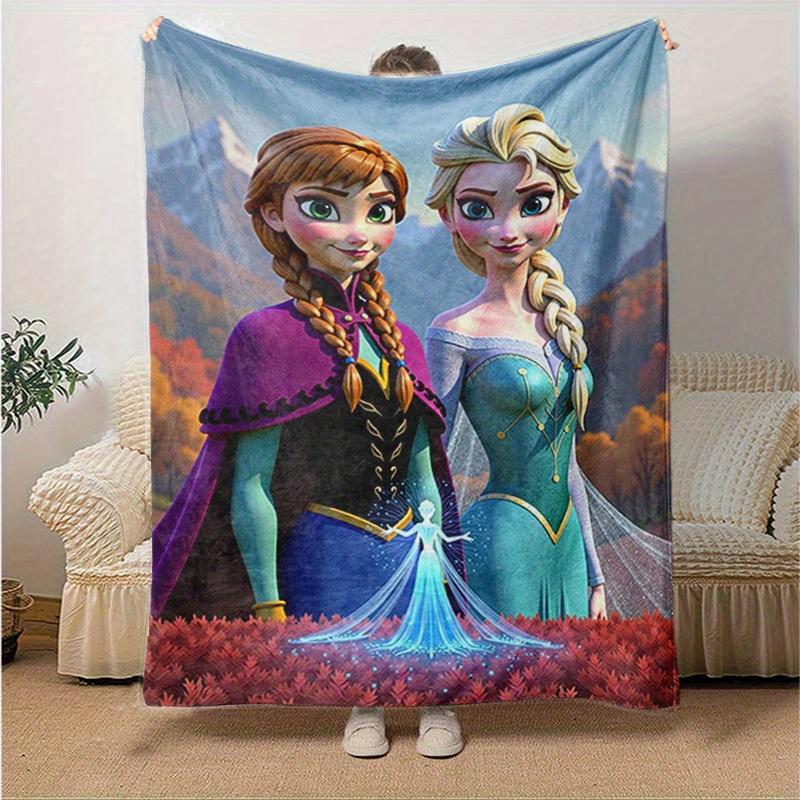 1pc. Cartoon Elsa & Anna Blanket, Seasonal Universal, Home Decoration, Throw Blankets, Cartoon Blanket, Soft Flannel Throw Blanket, Versatil