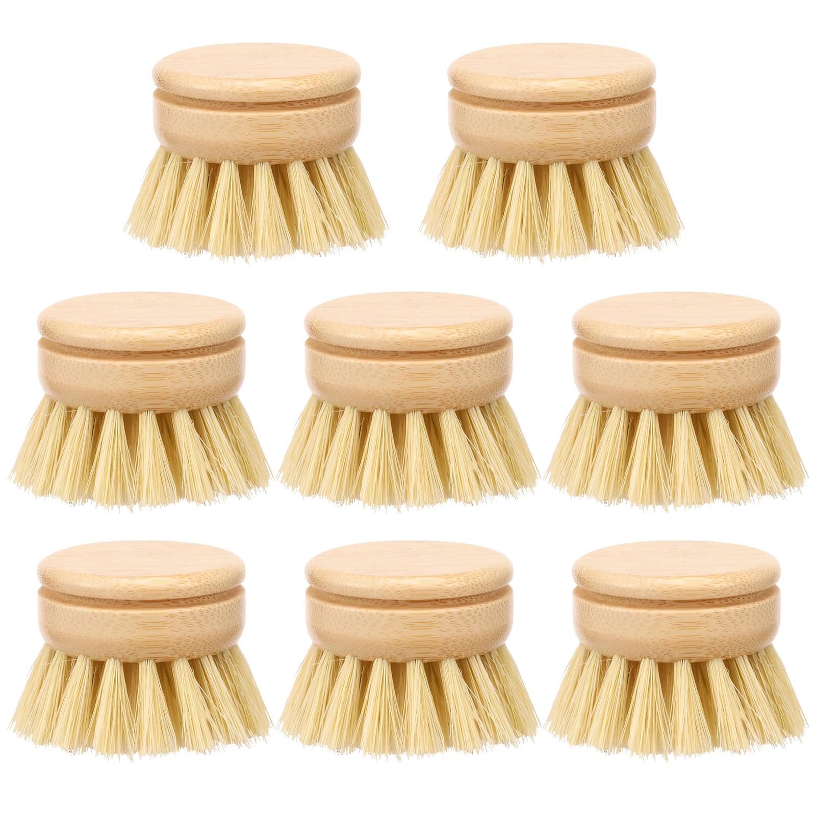 

8Pcs Bamboo Dish Brush Set Replacement Brush Heads Kitchen Scrubber Heads for Pots Dishes Household Rust Removal Utensils