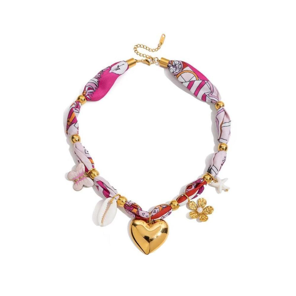 Oil Drop Pendant Scarf Necklace Multi-charm Oil Drop Pendant Necklace  Resort Style