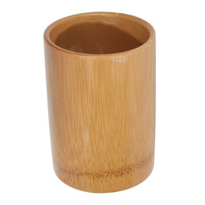 Waterproof Cylinder Bamboo Tool Holder  Vanity Desktop Small Beauty Sundries Finishing
