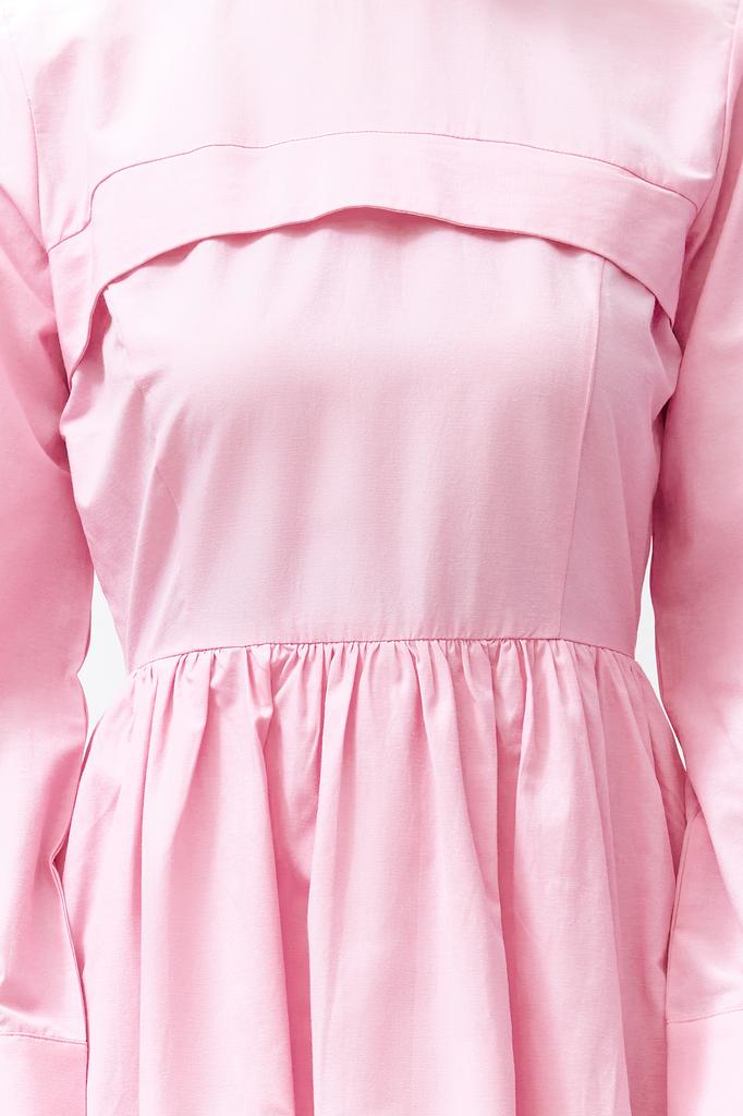 Women's Fashion New Hijab Dress Pink Front Detailed Plain Woven Dress