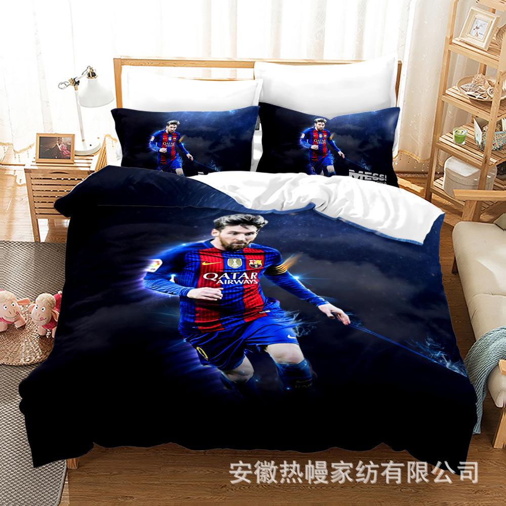 3D Three-Piece Size Football Quilt Cover Quilt Cover Home Textile