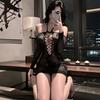 Fantasy Sexy Plus Net Halterneck Mini Dress Lace Lingerie Outfit Crotchless Erotic Night Underwear For Women Mesh Tight Appeal