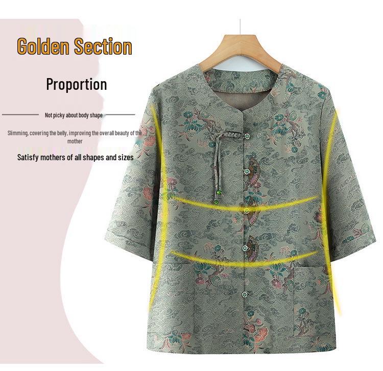 2026 Spring/Summer Slimming Printed Shirt for Plus Size Middle-Aged & Elderly Women