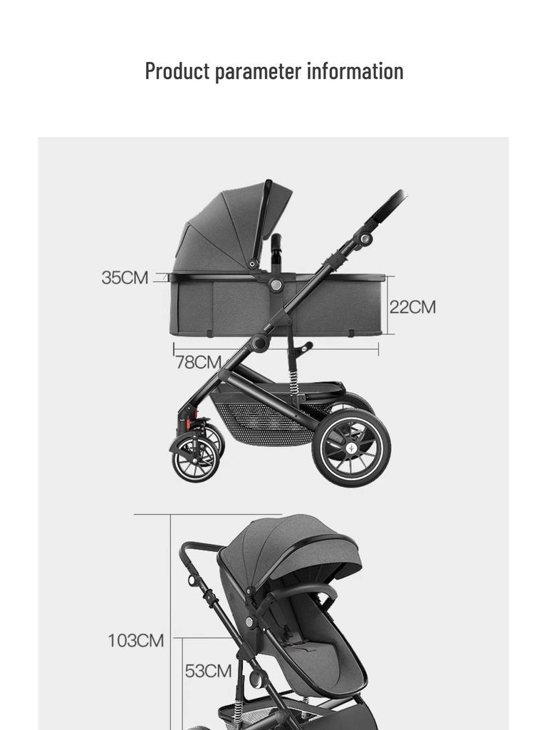 Lightweight Dual-Use Baby Stroller: High Landscape, Convertible, Foldable, & Two-Way.