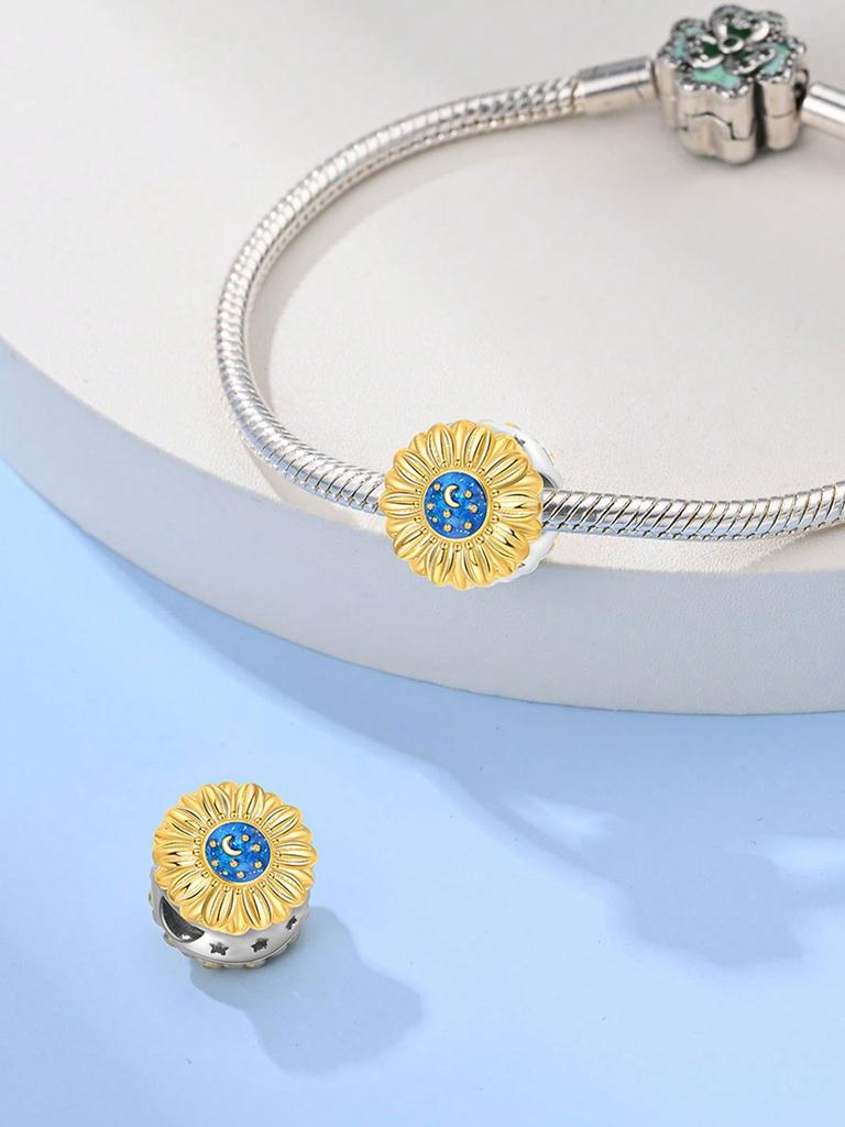 Charms Plata Copper Colors Spring Sunflowers Cherry Blossoms Beads Pendant For Original Bracelet For Women Diy Jewelry Love Gift