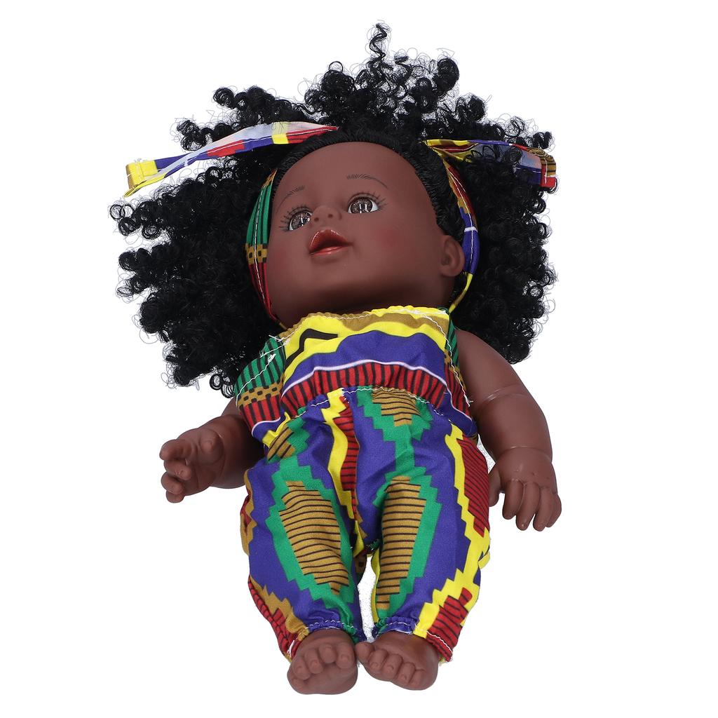 30cm Reborn Baby Dolls African Baby Girl Black Skin Curly Hair Vinyl Doll Child Toy