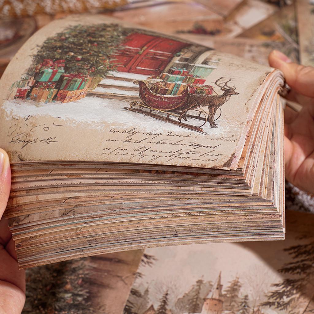160 listů na knihu série Sweet Christmas, vzorovaný papír, různé vzory, popisovatelný, materiály pro zdobení scrapbooků