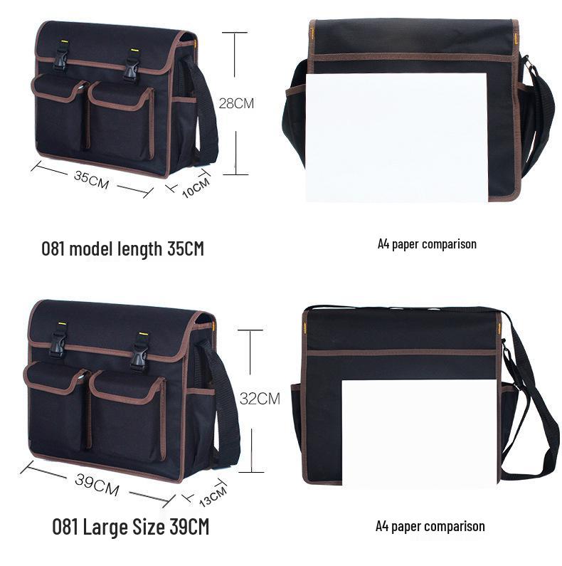 Oxford Canvas Electrician Tool Bag for Air Conditioner Repair - Large, Thickened, Single-Shoulder, Multifunctional Storage.