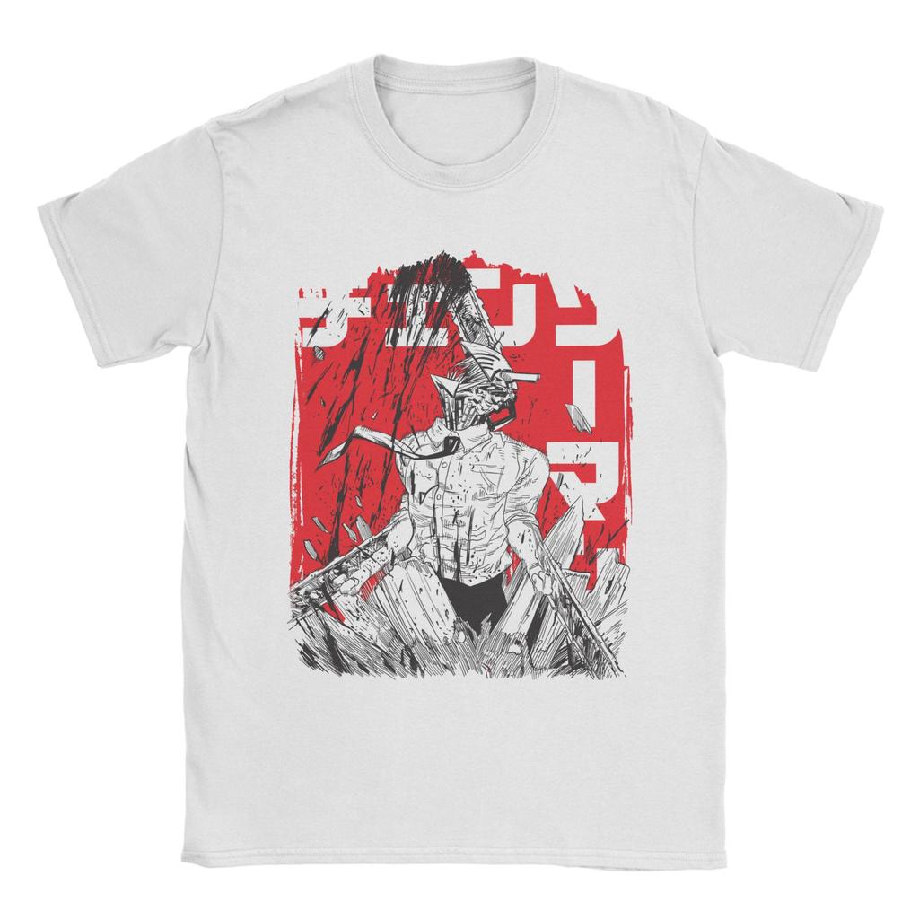 Chainsaw Warrior Chainsaw Man Men's T Shirt Anime Manga Hipster Tee Shirt Short Sleeve O Neck T-Shirts Cotton Classic Clothes