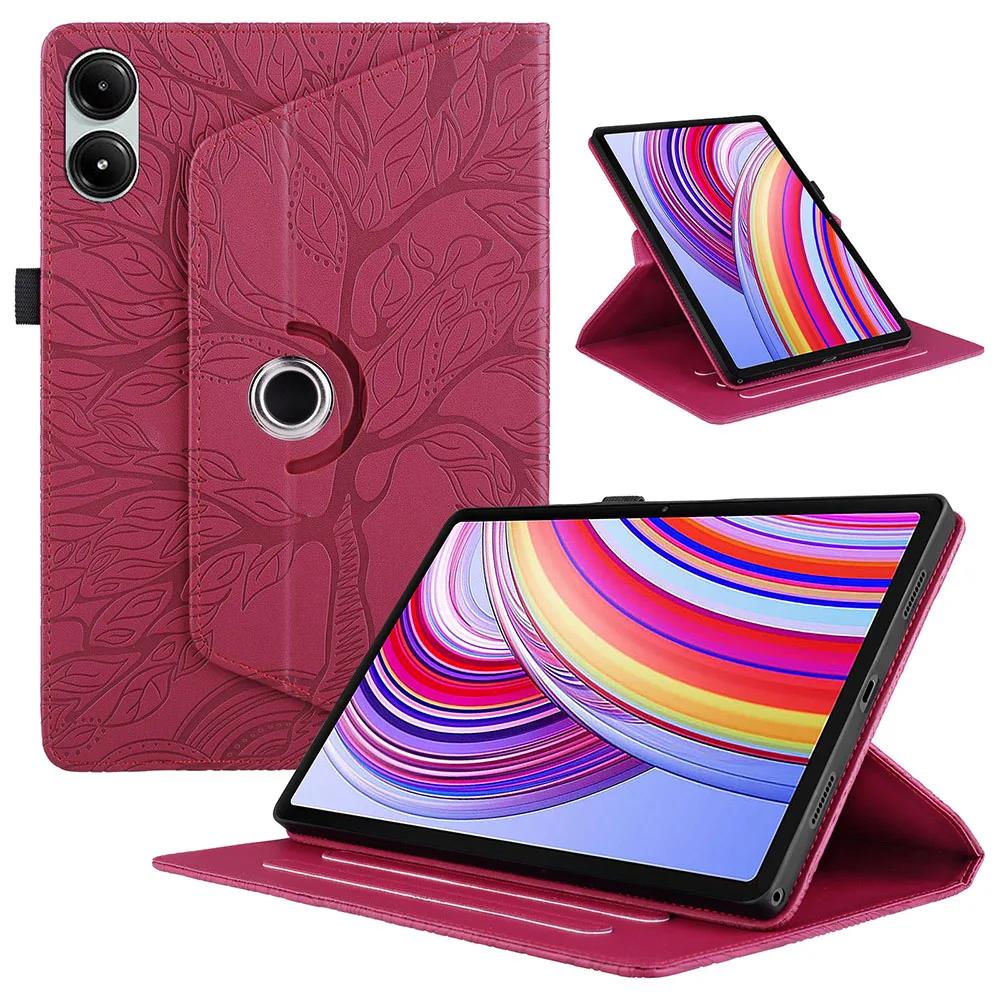 Redmi SE 2025 New Tablet Case for XIAOMI Redmi Pad SE 11 Inch 2025 3D Tree Embossed PU Leather Cover 360° Rotation Bracket Funda