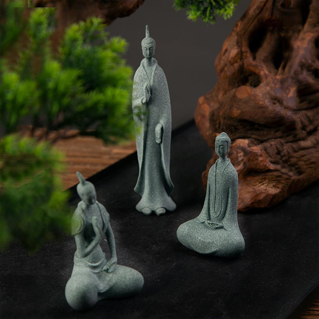 Meditating Buddha Statue Sculpture Natural Stone  Room Ornament Suitable for Office Wine Cooler Decor
