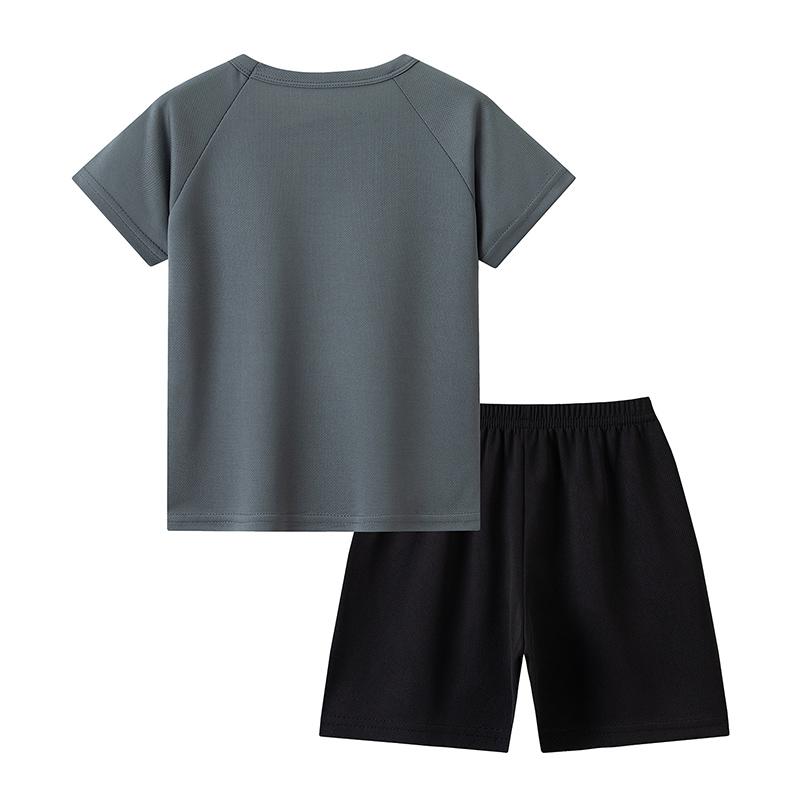 2 Piece Summer Children's Multi-Color Sports Casual Short-Sleeved Shorts Set for Boys and Girls Simple T-Shirt Black Breathable