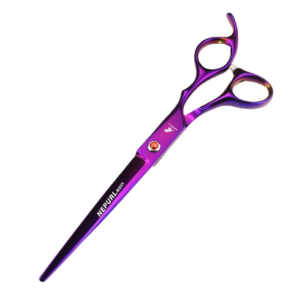 7.0-Inch Plated Color 5-Piece Pet Grooming Scissors Set: Straight, Curved Shears, Fishbone, Fine Teeth Shears, and Grooming Comb