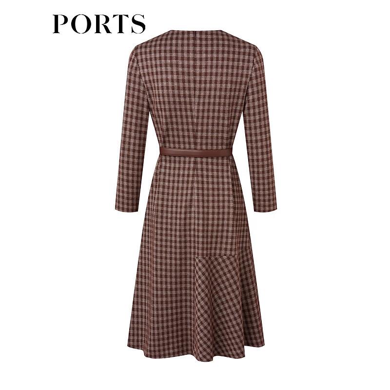PORTS Women's Autumn/Winter Fashion Plaid Jacquard Dress