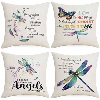 New Summer Dragonfly Quotes Printed Pillowcase Home Sofa Cushion Cover