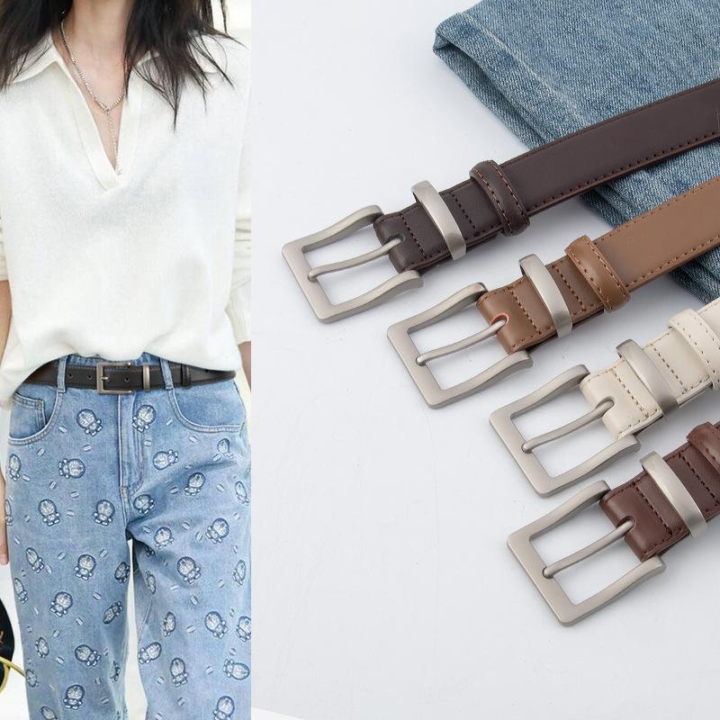 Genuine Leather Belt with Jeans and Trousers for Women Fashion Decorative Belt for Women Simple Versatile Trousers