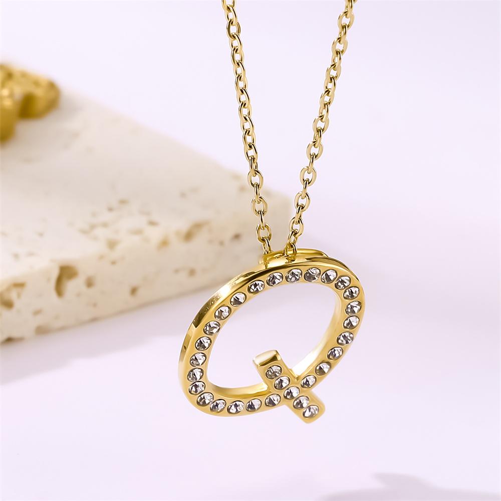 Atoztide Zircon Letter Pendant Necklace for Women Men Full Stone Alphabet Initial Name Monogram Charm Necklace Jewelry Gift