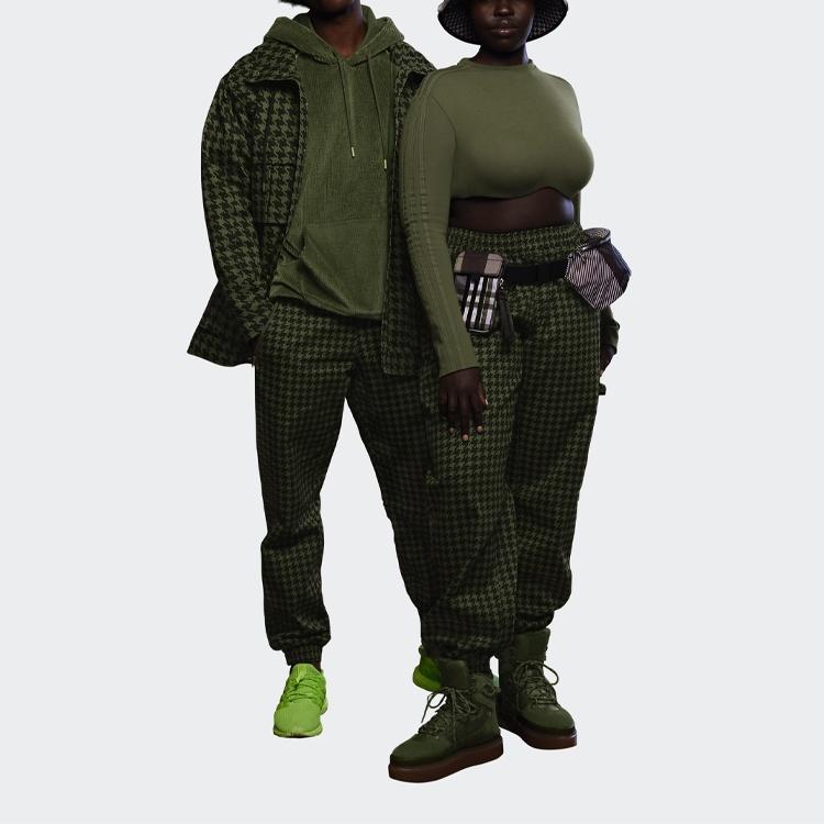 adidas originals Plaid Pattern Loose Sports Pants/Trousers/Joggers Green Men's HC6002