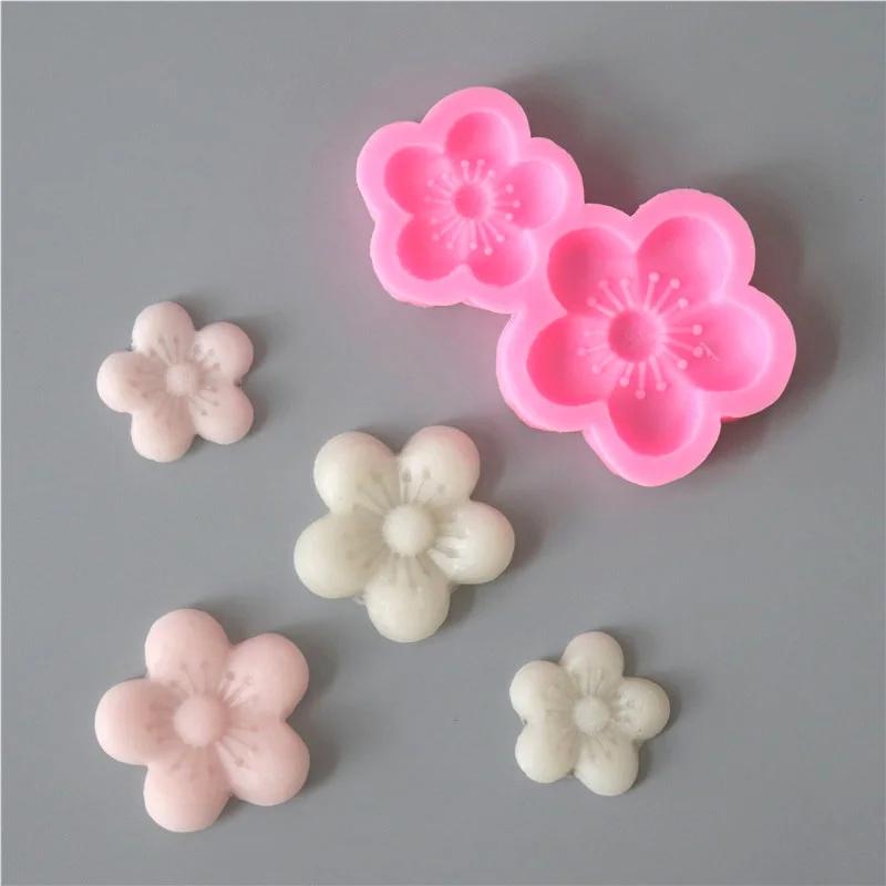 Sakura Baking Tray Flowers Shaped Plum Blossom Fondant Clay Silicone Mold for Mousse Chotolate Dessert Soap Cake Decorating Tool