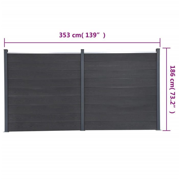 VidaXL Fence Panel Set, Fence Wall, Barrier with Post, Garden Border Patio Terrace, Grey 353x186 3211831