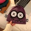 Cute Cartoon Candy Color Kpop Beanie Women'S Big Eyes Smile Skull Cap Winter Warm Knitted Streetwear Fashion Student Hat