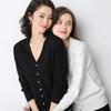 Spring and Autumn Women's Korean Version of The Blouse  Solid Color Fashion V-neck High-end Knit Cardigan Short Section Plus Size