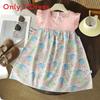 Childrens Summer Flower Print Aline Dress With Breathable Polyester For Toddler Girls