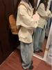 2025 Autumn Women's Retro Loose Square Neck Jacket - Korean Style Casual Coat