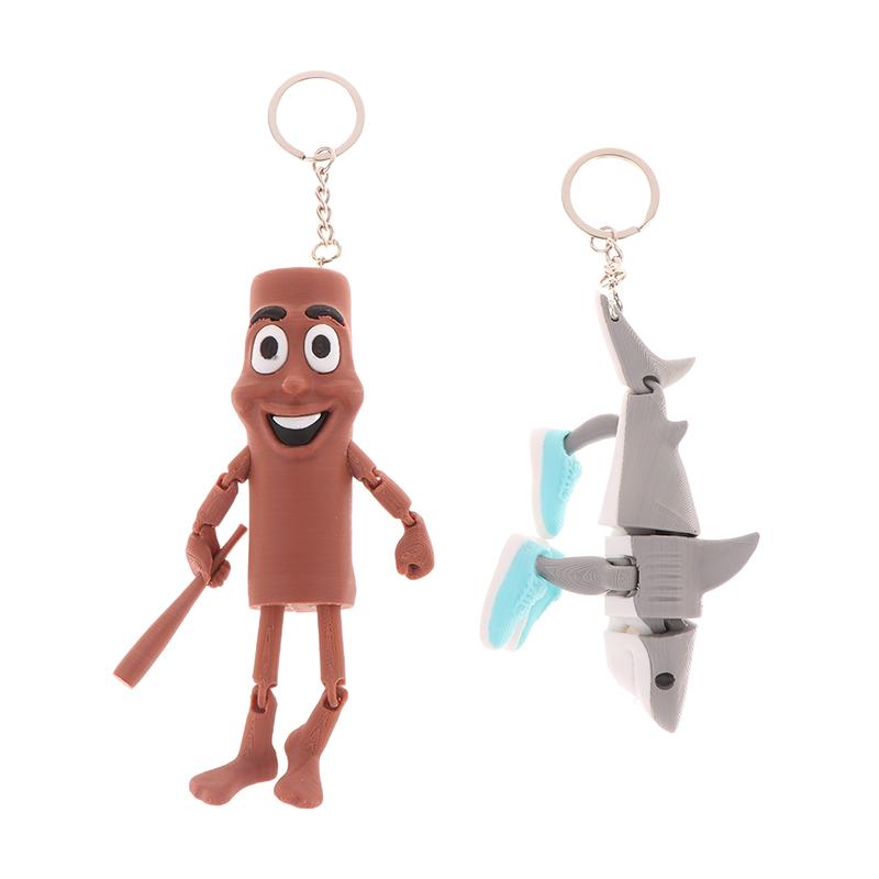 Shark Figurine Tungtungsahur Figure Keychain Desktop Decoration Articulated Tralalero Tralala Figure Ornament Funny Doll
