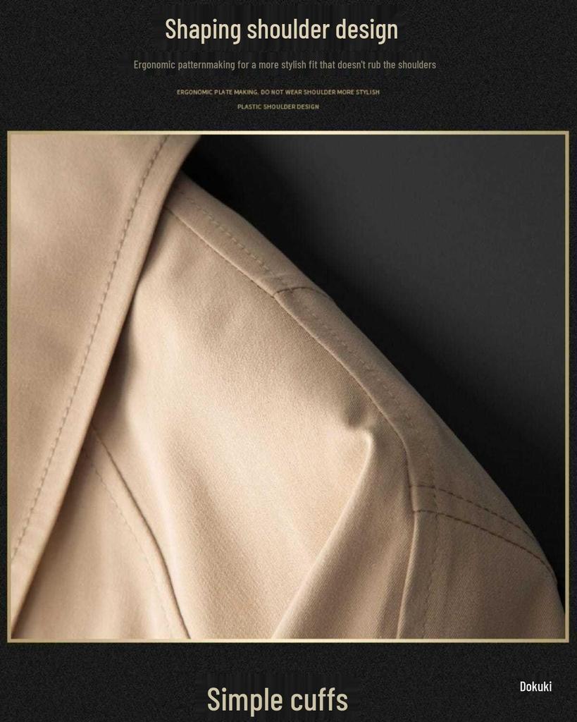 Men's Mid-Length Lapel Windbreaker: Lightweight, Loose-Fit Casual Jacket for Spring and Autumn