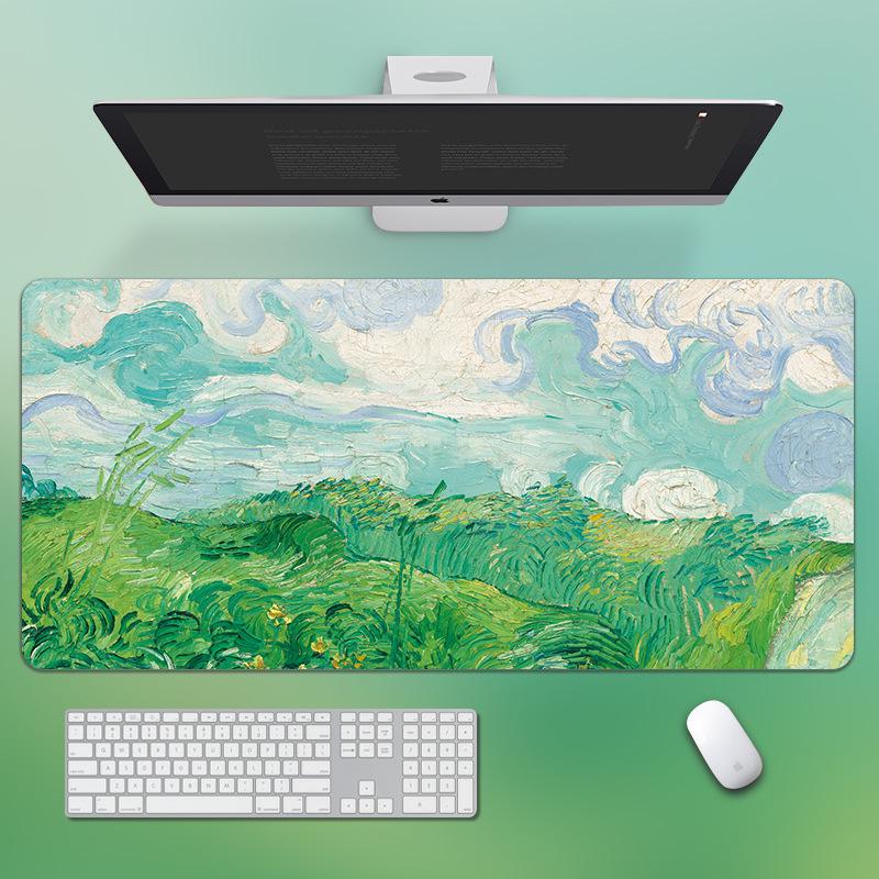 Gogh Oil Painting Van Landscape Mouse Pad Extra Large Nonslip Desk Mat With Precision Stitched Edges