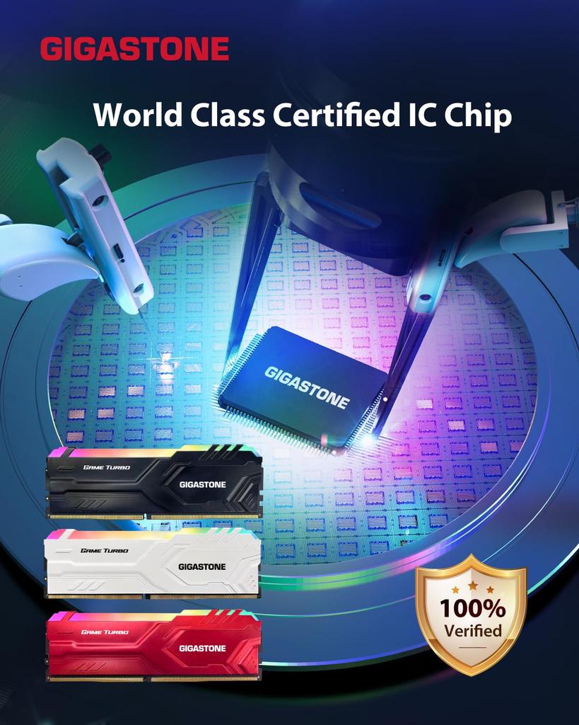 GIGASTONE Game TURBO 8GB x 4 DDR4 3200MHz CL Intel XMP AMD Ryzen UDIMM Unbuffered Gaming Desktop Memory Module White (32GB Kit) PC4-25600 16-18-18-40