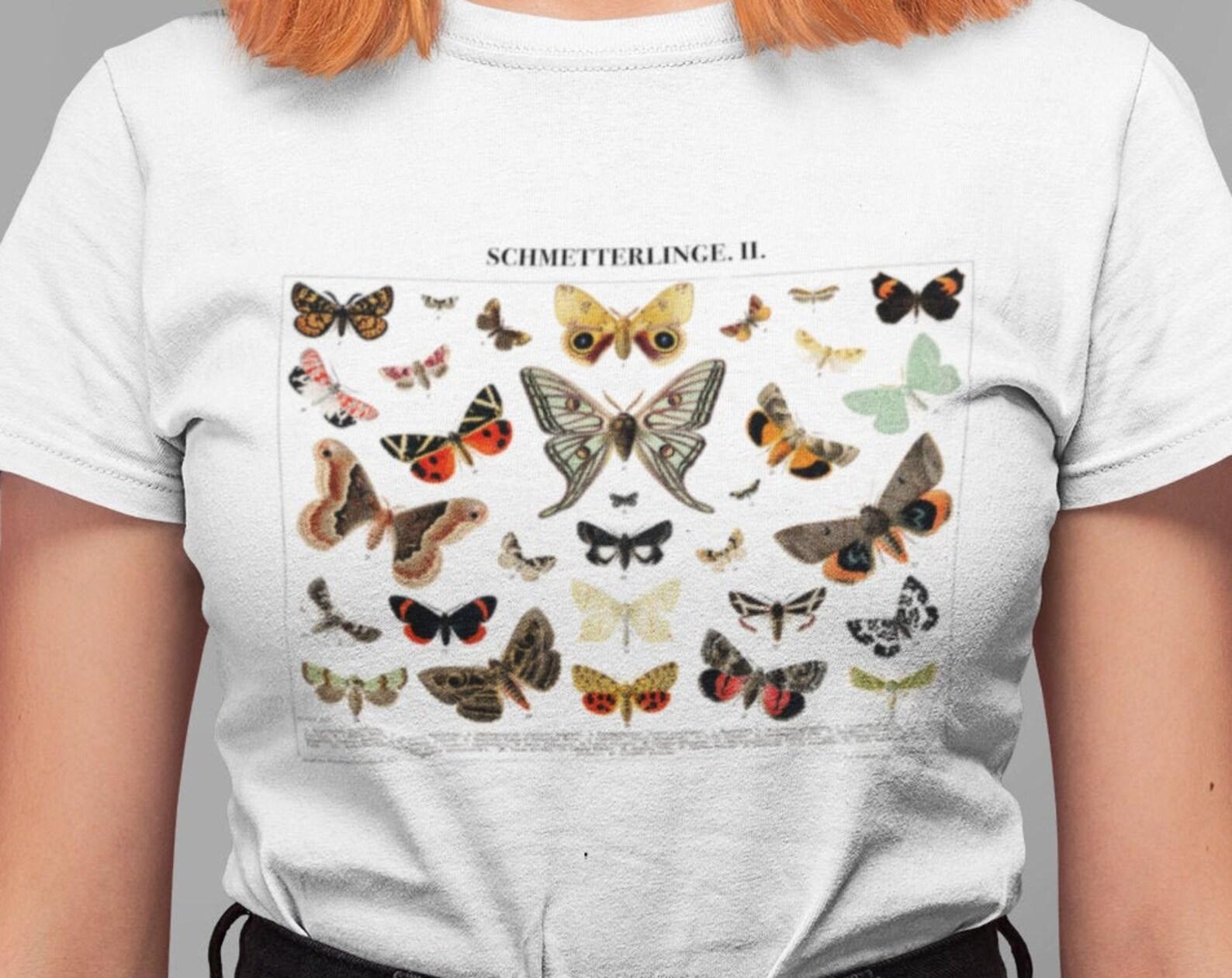 Vintage Antique Butterfly T Shirt and Moth Lithograph Original Antique Insect - Adolphe Millot S