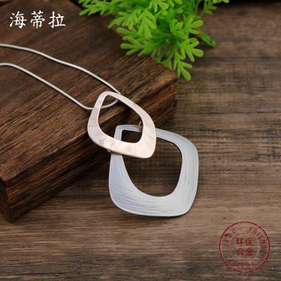 New Hollow Geometric Square Snake Chain Long Pendant Women's Simple Irregular Hollow Square Long Necklace