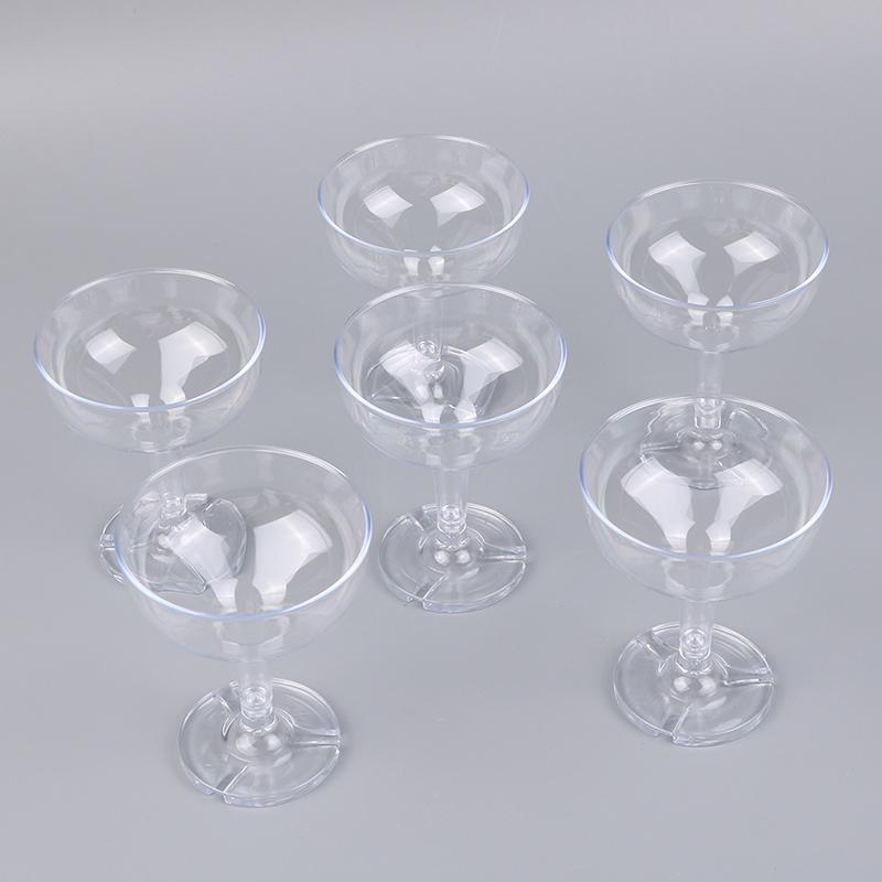 6Pcs Clear Acrylic Wine Glass Drinking Champagne Party Wedding Cups