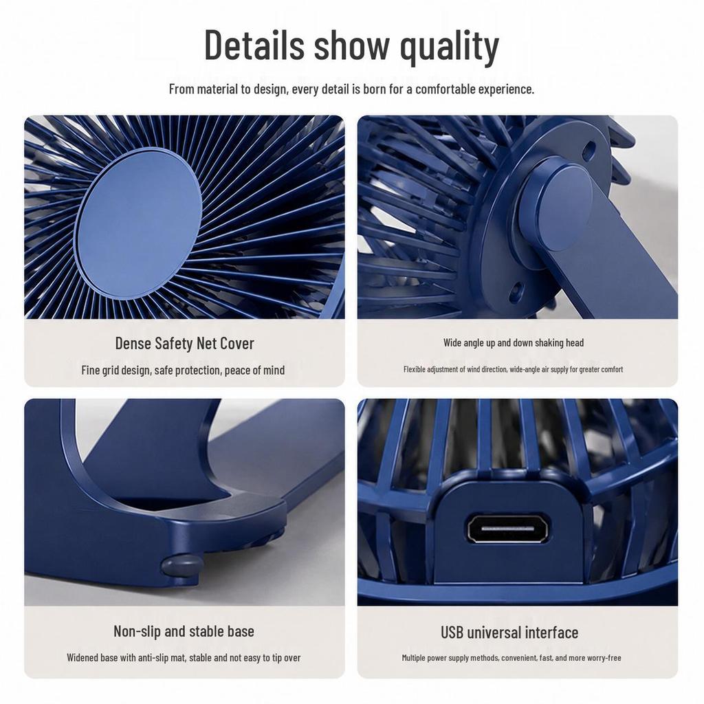 Energy-Saving USB Mini Desk Fan - Available in 5", 6", 8" Sizes - Quiet Operation for Home, Office, or Student Desk