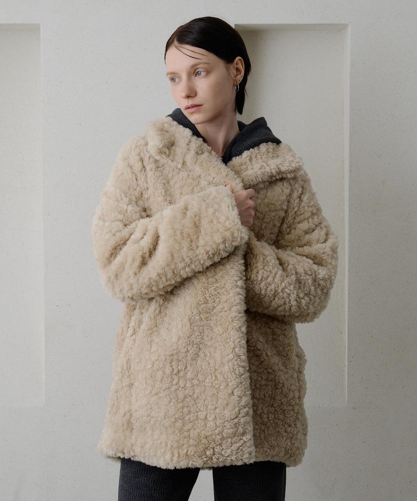 BIBYSEOB Boucle Fur Coat Ivory [T54]