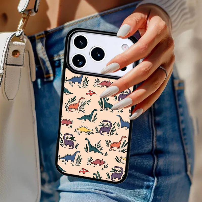 Cute Dino Dinosaur Phone Case For iPhone 17 Air 14 15 13 12 Max Cover For Apple 14 15 16 16e 11 Pro Max Plus