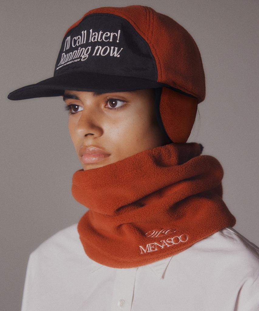 Minasu Hide Earmuffs Cap_Brick