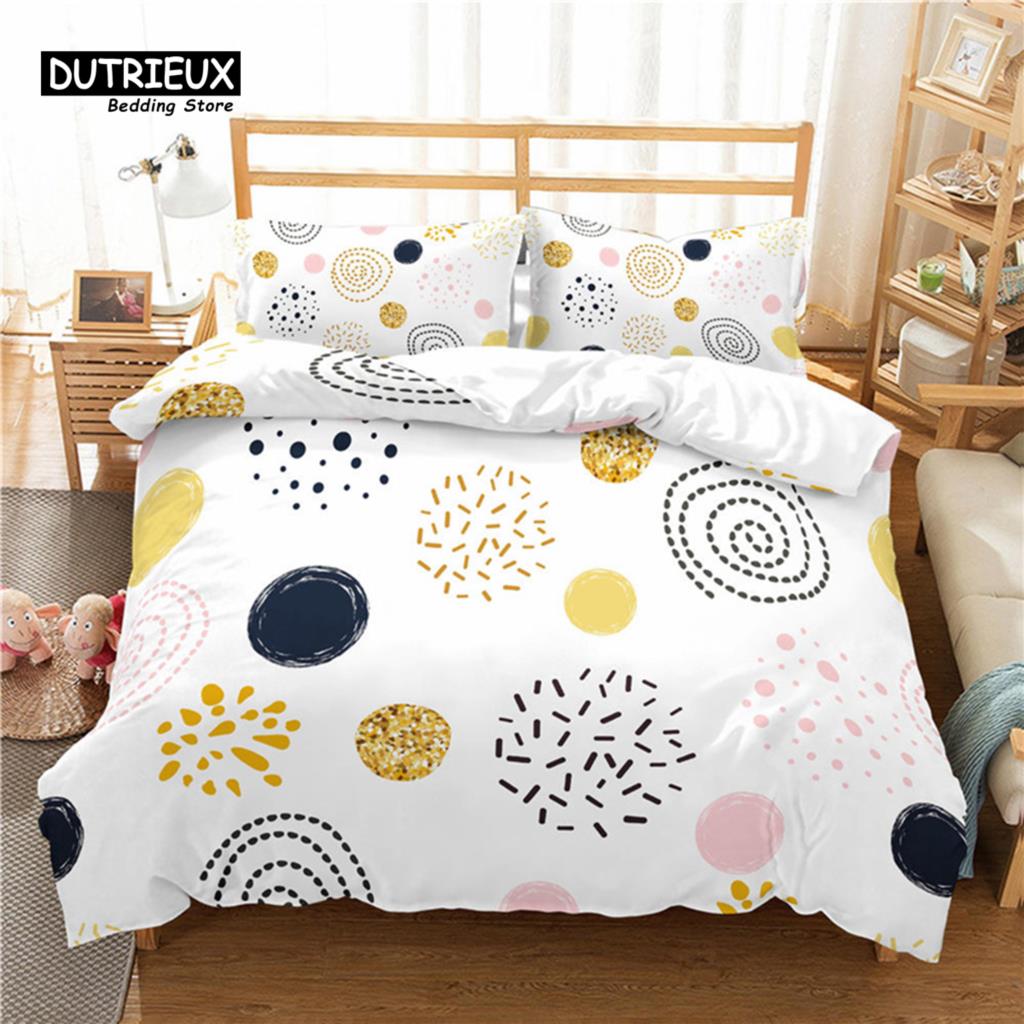 Luxury 3D Geometry Dots Print Home Living Comfortable Duvet Cover Set Pillowcase Bedding Set Queen and King EU/US/AU/UK Size