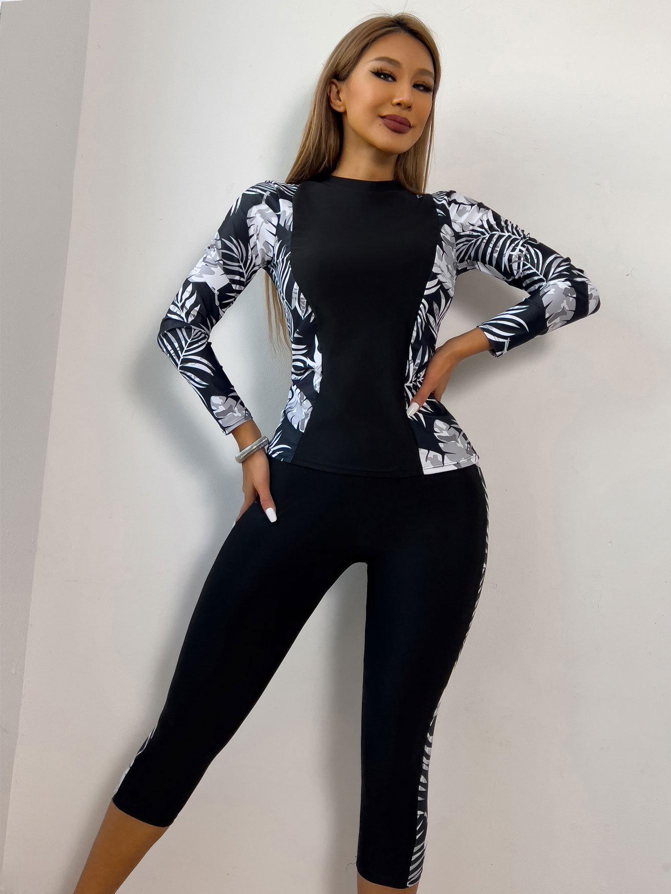 New Plus Size Women s Two-Piece Surfing Swimsuit – Sexy  Stylish Print, Conservative Style Large